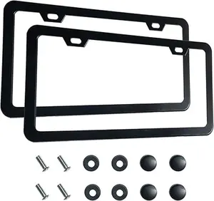 2PCS Matte Black License Plate Frames – Premium Rust-Proof Aluminum Car Tag Holder with Screws, Universal Fit Auto Accessories