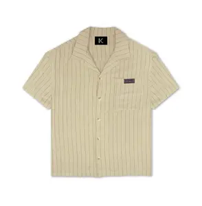 KORE PINSTRIPED LINEN SHORT SLEEVE SHIRT (CREAM)