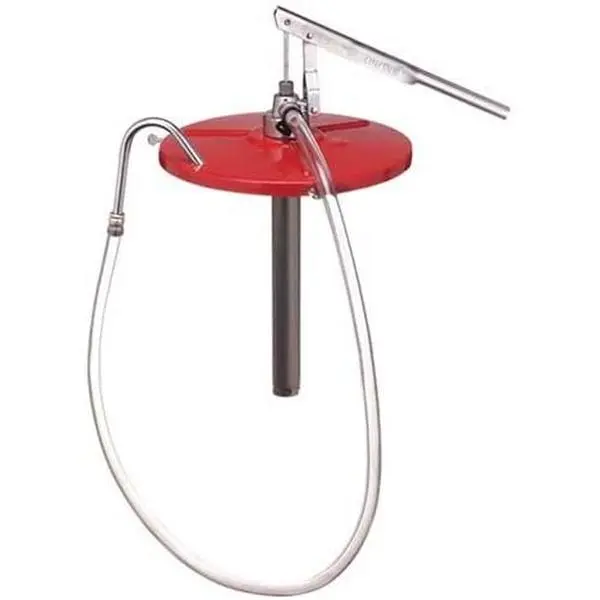 Lincoln Manual Lube Dispenser 1293 - Red Base with Hose Attachment, Ideal for Bottles and Organisers