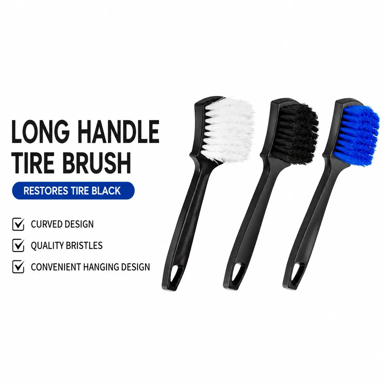 AttachedAny Car wash special stiff bristle tire brush, long handle, car wheel cleaning brush