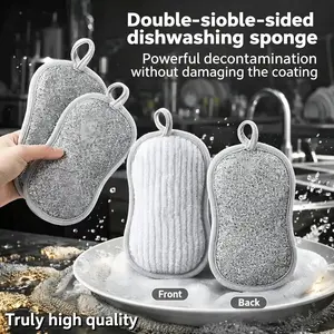 5/10 Pcs Dual-Use Dishwashing Sponge, Strong Cleaning Magic, Thickened Steel Wire Sponge Cloth, Kitchen Cleaning Tool, Powerful Dirt Removal