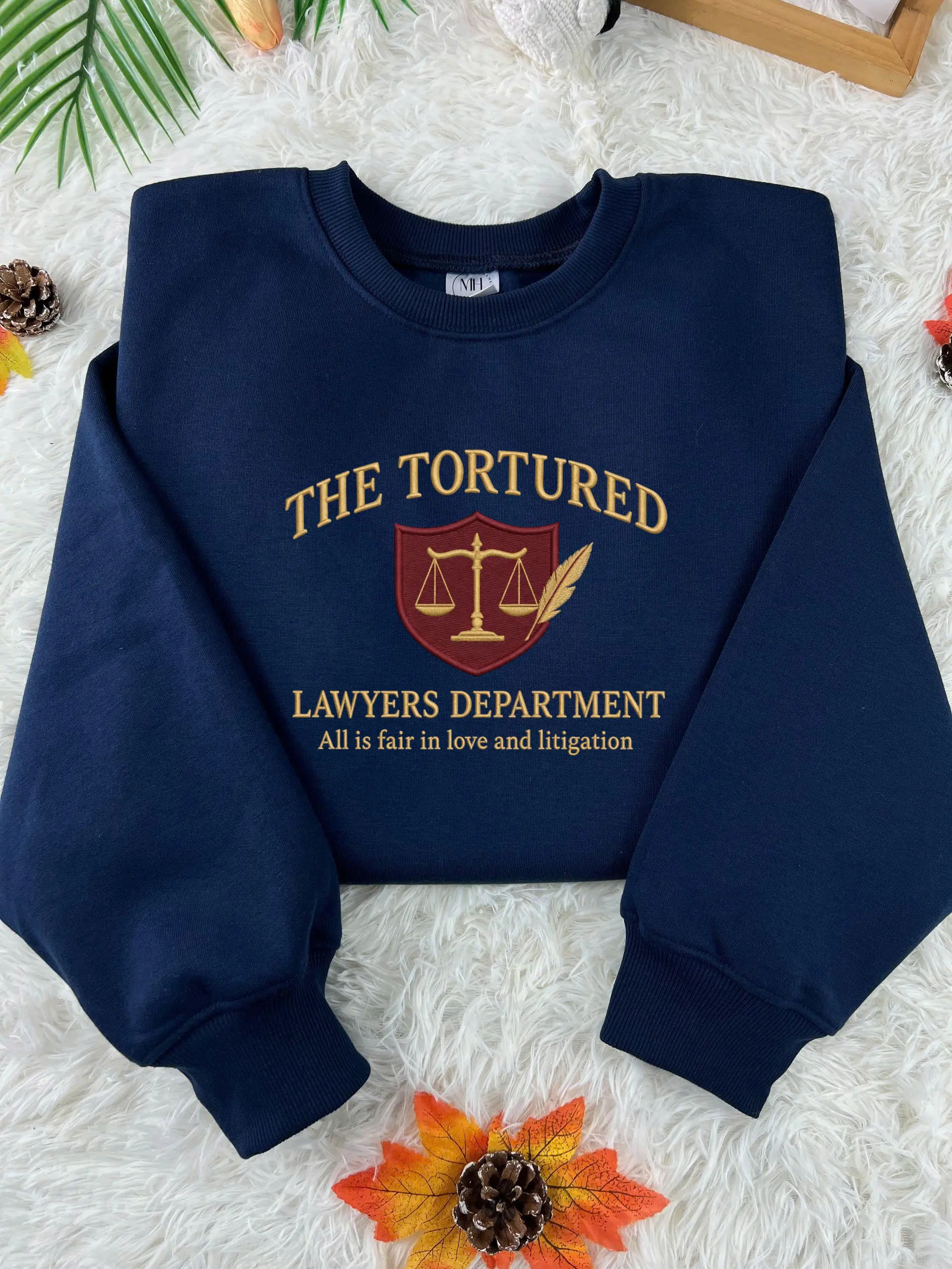 Embroidered Tortured Lawyers Department Sweatshirt, Lawyer Crewneck with Scales of Justice, Attorney Gift
