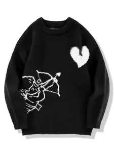 Autumn Winter Casual Sweater, Unisex Star Colorblock Knitwear, Round Neck Pullover, Long Sleeve Fitted Top, Thick Fabric, Winter Warm Pullover