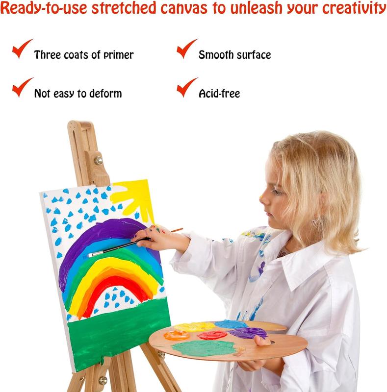 Stretched Canvas for Painting - 8x10 Inch/20 Canvas Value Pack - Triple Primer Acid Free  Cotton Blank Canvas for Painting Supplies Oil and  Pouring Art Watercolor