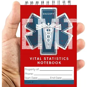 EMT Vital Statistics Notepad - 6 Pack Vitals Notebook For First Responder Note Pad,  Paramedic Gear And Supplies.  EMS/EMT Gifts