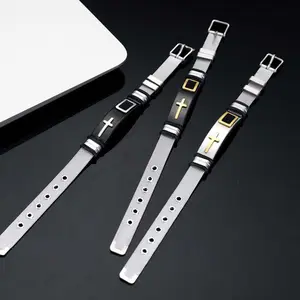 Cross bracelet adjustable Buck titanium steel mesh bracelet watch men and women couple jewelry gift