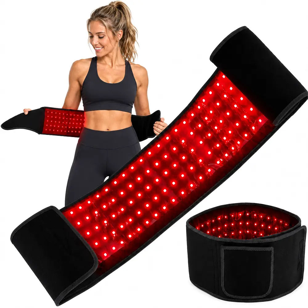 3-in-1 Chips Infrared Light Therapy Belt for Body 660nm 850nm Wearable Red Light Wrap With Timer For Decrease Inflammation, Wound Healing, Treat Recovery