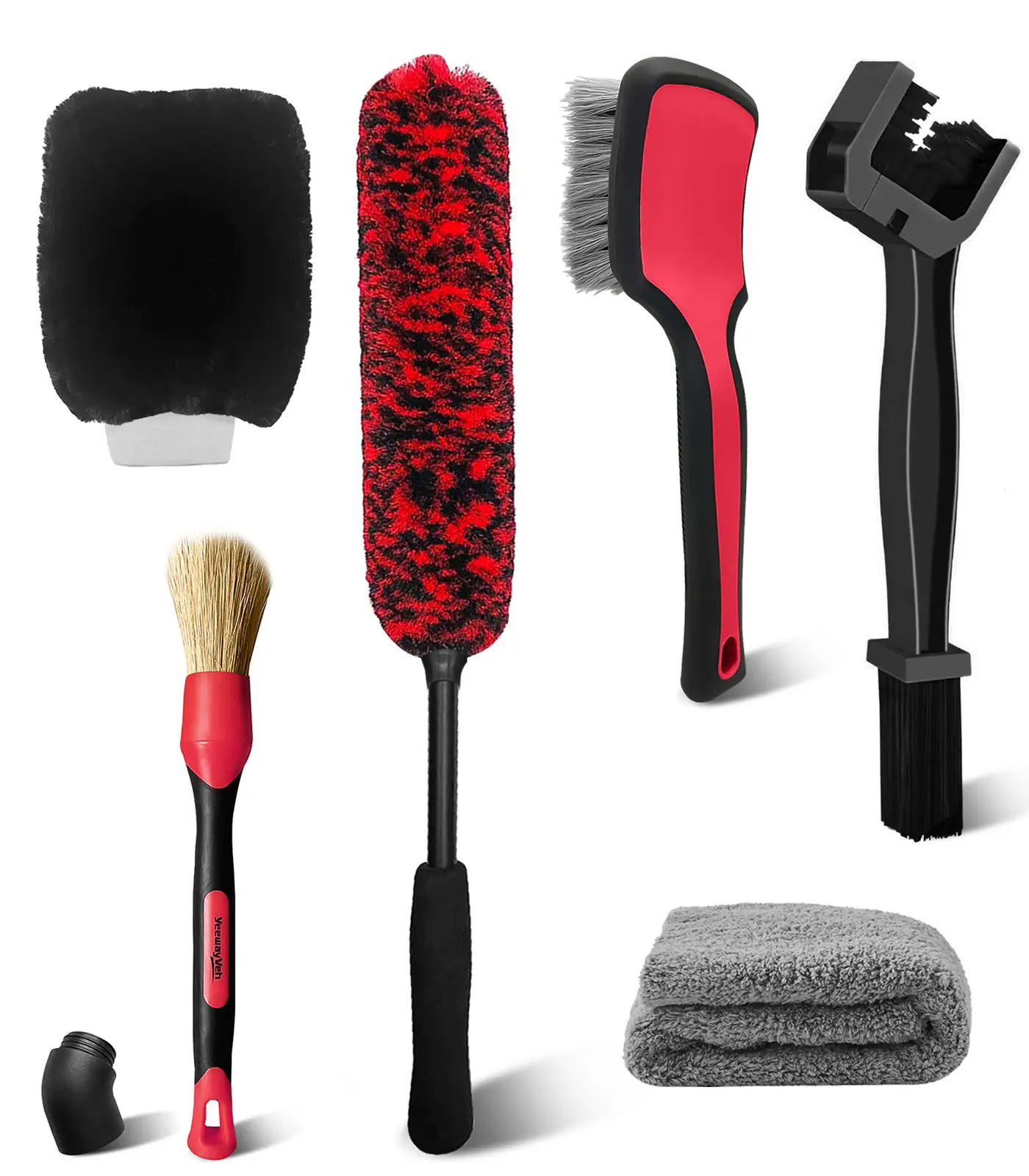 YeewayVeh Motorcycle Chain Brush Kit, Soft & Scratch-Free Wheel Rim Deep Cleanning Brushes, Tire Dressing Applicator and chain brush,Red