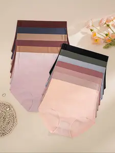 Women's High-Waisted Comfortable Seamless Triangle Panties, Pack of 14, Soft and Breathable Underwear for Daily Wear, Soft Minimalist Panty, Seamless Panties Set