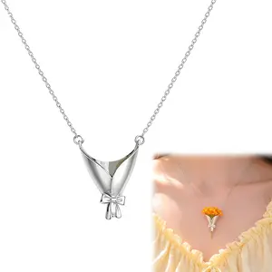 Gift for Mom Flower Bouquet Necklace(without Flowers), Creative Floral Vase Necklaces Kawaii Aesthetic Spring Dresses Mothers Day Jewelry Gifts Graduation Gifts for Daughter 2026