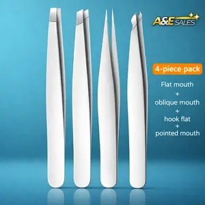 4pcs Set Professional Eyebrow Hair Removal Splinter Tweezers Set Perfect For Very Effortless and Relaxed to Remove