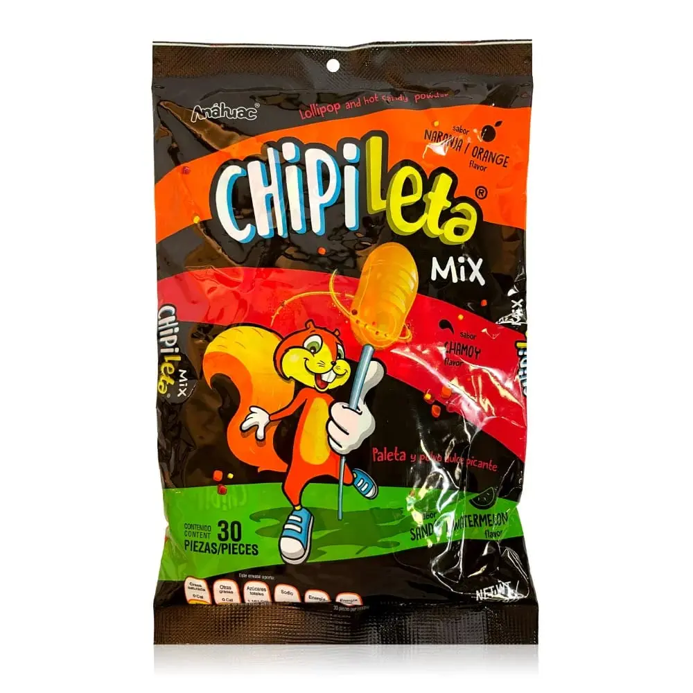 Chipileta Mix Orange Flavor Lolipops By Anahuac 30 Pieces