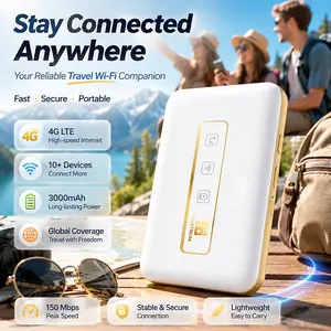 FIRSTNUM M5 Portable WiFi 6 Hotspot Travel Router - No SIM Required, Connects Up to 10 Devices, Works in 150+ Countries Get 1GB Free Data Every Month，FCC Certified, Internet portable wifi for Travel, RVs & Road Trips