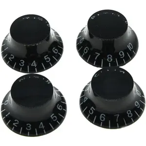 4 count Black with White Number LP Guitar Bell Knobs Top Hat Knobs for Les Paul