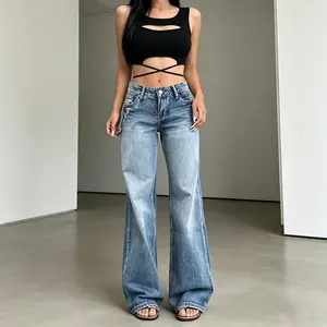 Women's Retro Loose Fashion Jeans Y2K cool Wide LegDenimPants Casual Loose Straight Boyfriend Pocket Jeanshalar a smiley