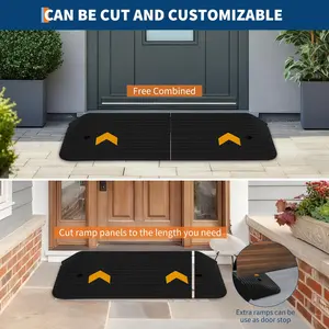 Garvee 3" Rise Rubber Threshold Ramp with 33,000 LBS Heavy Duty Capacity, Non-Slip Textured Surface, Portable Driveway Curb Ramp Ideal for Wheelchairs and Scooters