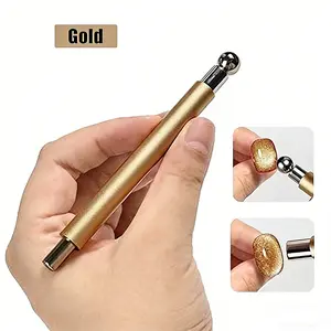 Gold Dual-Head Cat Eye Magnet Stick, Nail Art Tool for Strong Magnetic Gel Polish, 3D Cat Eye Gel Polishing Accessory