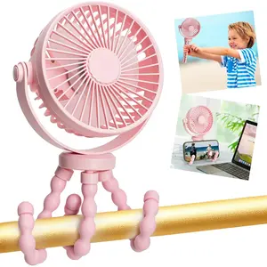 IMOLI 360° Rotate 3 Speed Rechargeable  Octopus Mini Fan, Flexible Tripod & Phone Holder, Quiet Safe Stroller Fan for Baby, Outdoor, Desktop & Handheld Use