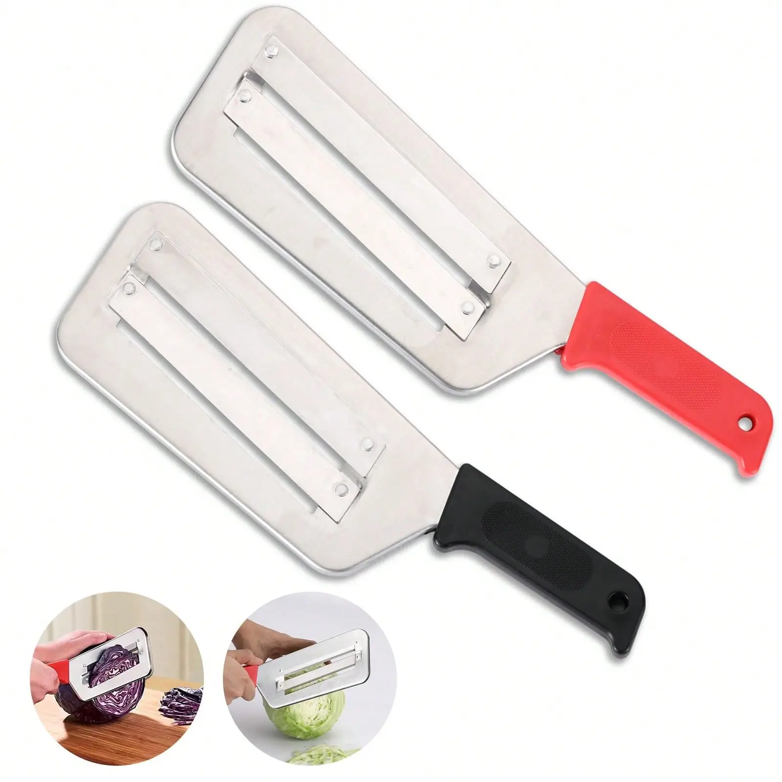 Cabbage Chopper Shredder,  Cabbage Cutter Knife Kitchen Slicer Sauerkraut Cutter Coleslaw Grater, Sharp Stainless Steel Blades, Stainless Steel Cabbage Slicer Vegetable Shredder & Peeler Tool Large Handle Veggie Chopper for Salads Effortless Cabbage Shavi