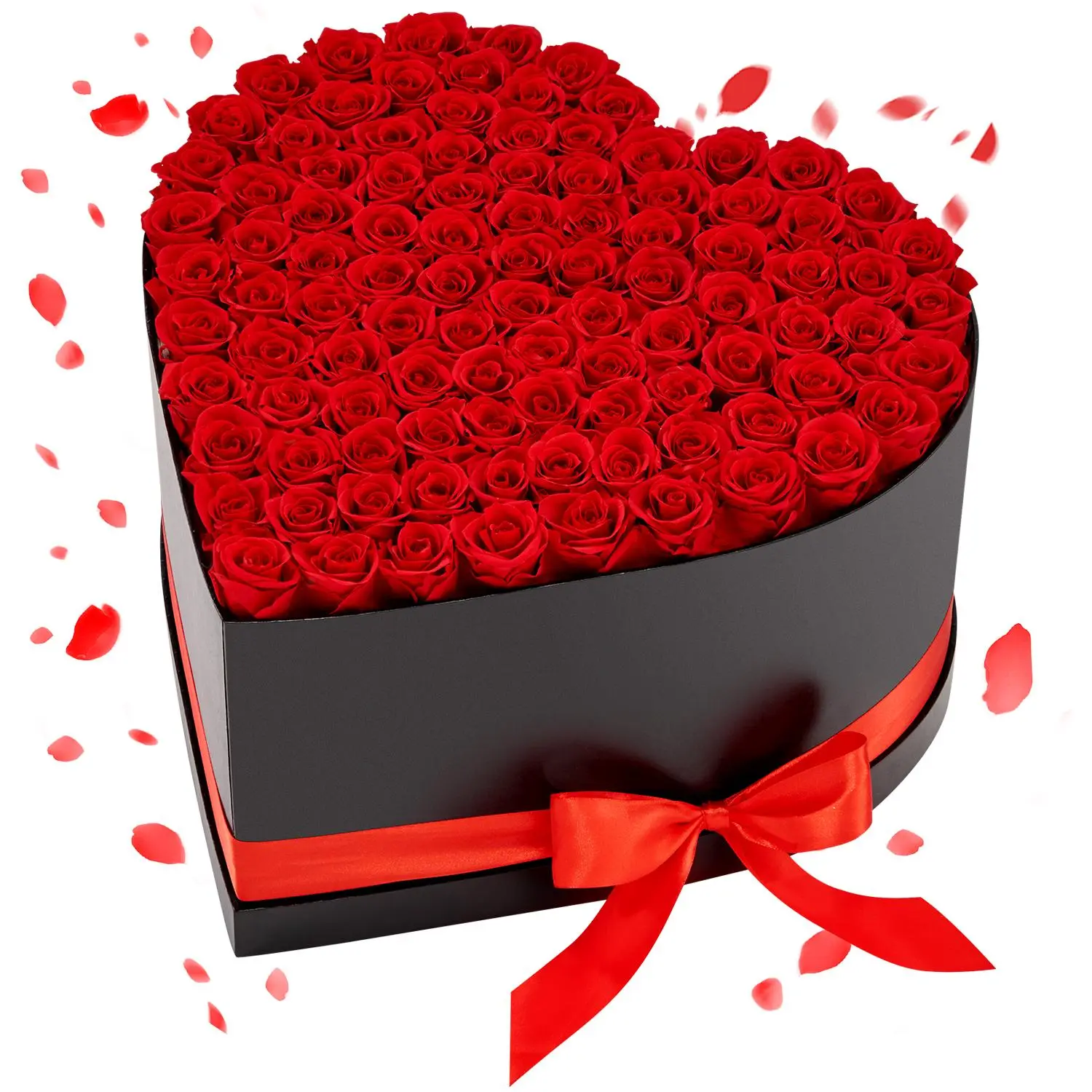 【FathersDayGift】VEVOR Forever Flowers, 100 Preserved Roses in a Heart Shape Box, Eternal Flowers Immortal Bouquet Birthday Present for Women Her Wife Mothers, Anniversary, Valentine's Day,Christmas, Red