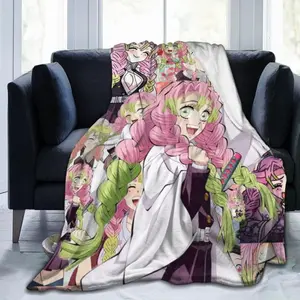 Ultra Soft Throw Plush, Demon Slayer Kanroji Mitsuri Bedding Fleece Blanket for Sofa Bed Travel   Cloud-like touch