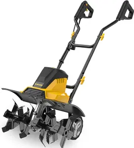 13.5 Amp Electric Tiller Cultivator, 18" Corded Garden Tiller with 6 Steel Tines, 390RPM High Torque Rototiller, 8.7" Depth, Ergonomic H-Handle & Wheels for Lawn, Yard, Soil Digging & Weeding