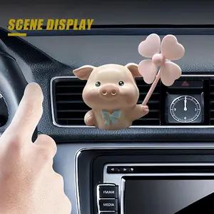 Cute Pig Car Air Vent Clips, Rotating Windmill Car Air Conditioner Outlet Clip, Animal Car Dashboard Air Vent Trim Clip, Auto Interior Decoration Accessories (Pig)