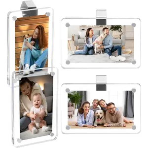 4 Pack Car Picture Holders, Clip Visor Photo Frame Acrylic Picture Frames for Cars Sunvisor Display Memorial Dad Mother Couple Pet Wallet Size Photos 2.4 * 3.5 inch