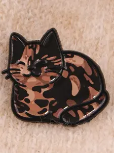 Adorable Cat Cartoon Enamel Brooch, Creative Cute Animal Badge, Fashion Elegant Clothing Accessory, Perfect Gift for Her