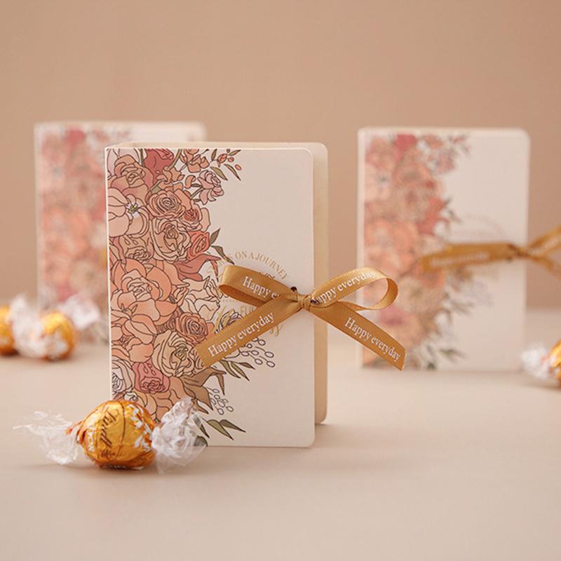 1pc Book Shape Gift Box Ith Ribbon Paperboard Candy Chocolate Present Packaging Box For Wedding Birthday Mother's Day