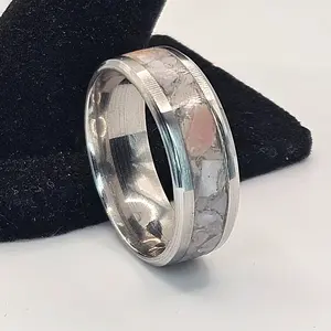 Crystal Rings Rhodonite Stainless Steel sizes 4.5-12 8mm,6mm and 2mm width Natural Crystal Ring energy healing