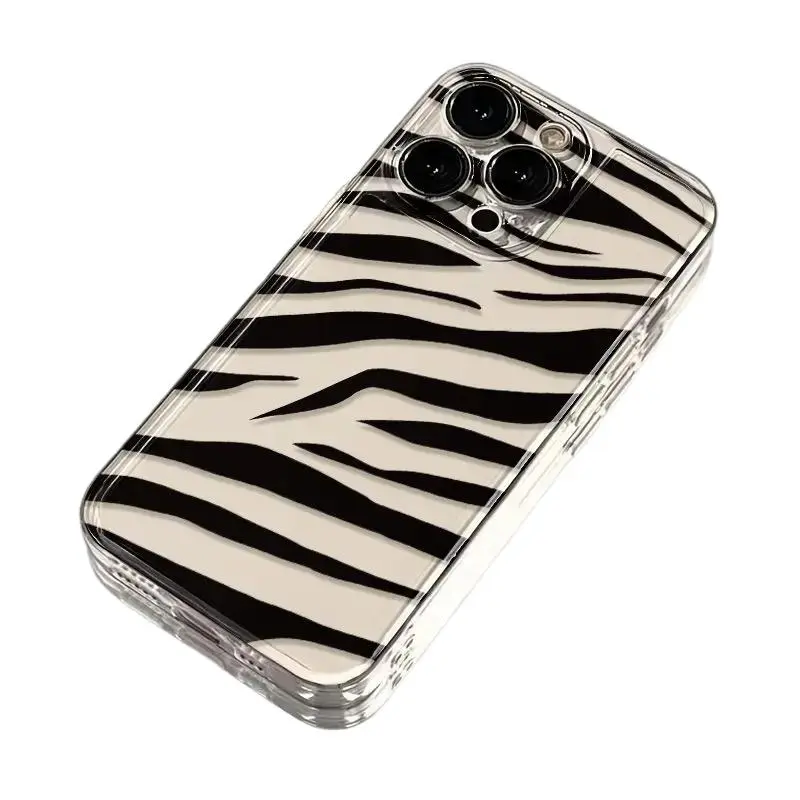 Amusing Zebra Pattern Simple Phone Cases For iPhone 17 Pro Max Plus Air 16 15 14 13 12 11 Y2K Shockproof Soft Cover Transparent material