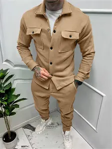 Men's Fleece Lined Workwear Set, Spring & Fall Fleece Jacket and Pants, Outdoor Hunting Set, Vintage Pilot Jacket and Pants, Lightweight Travel, Co Ord Sets