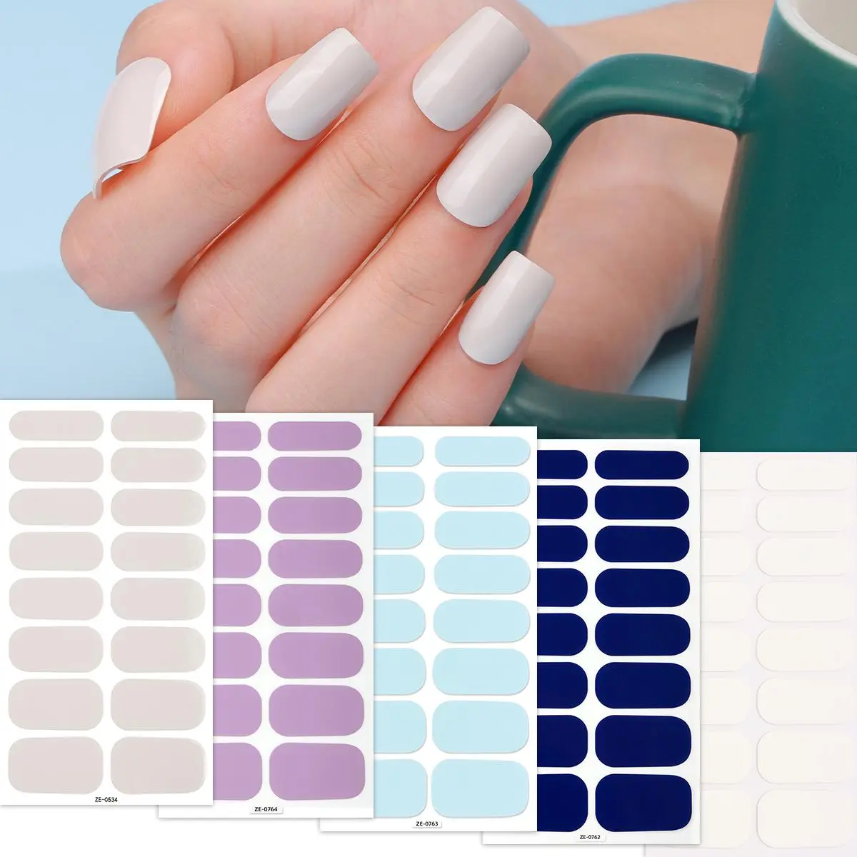 Solid Color Nail Art Sticker (5 Counts/set), Self Adhesive Nail Decal, DIY Nail Art Decoration for Women & Girls, Nail Adhesive Stickers, Nail Art Products