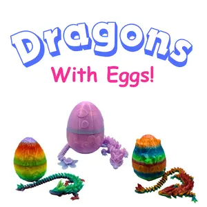 3D Printed Dragon with Egg - Intricately Designed High-Quality 12-Inch Long Dragon & 6-Inch Egg for Collectors