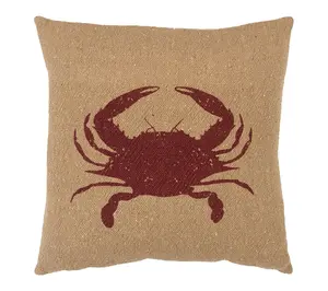 HomeRoots Tan Brown Distressed Crab Throw Pillow