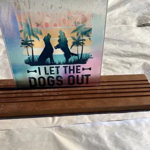 Sun catcher, cutting board, trivet. I let the dogs out