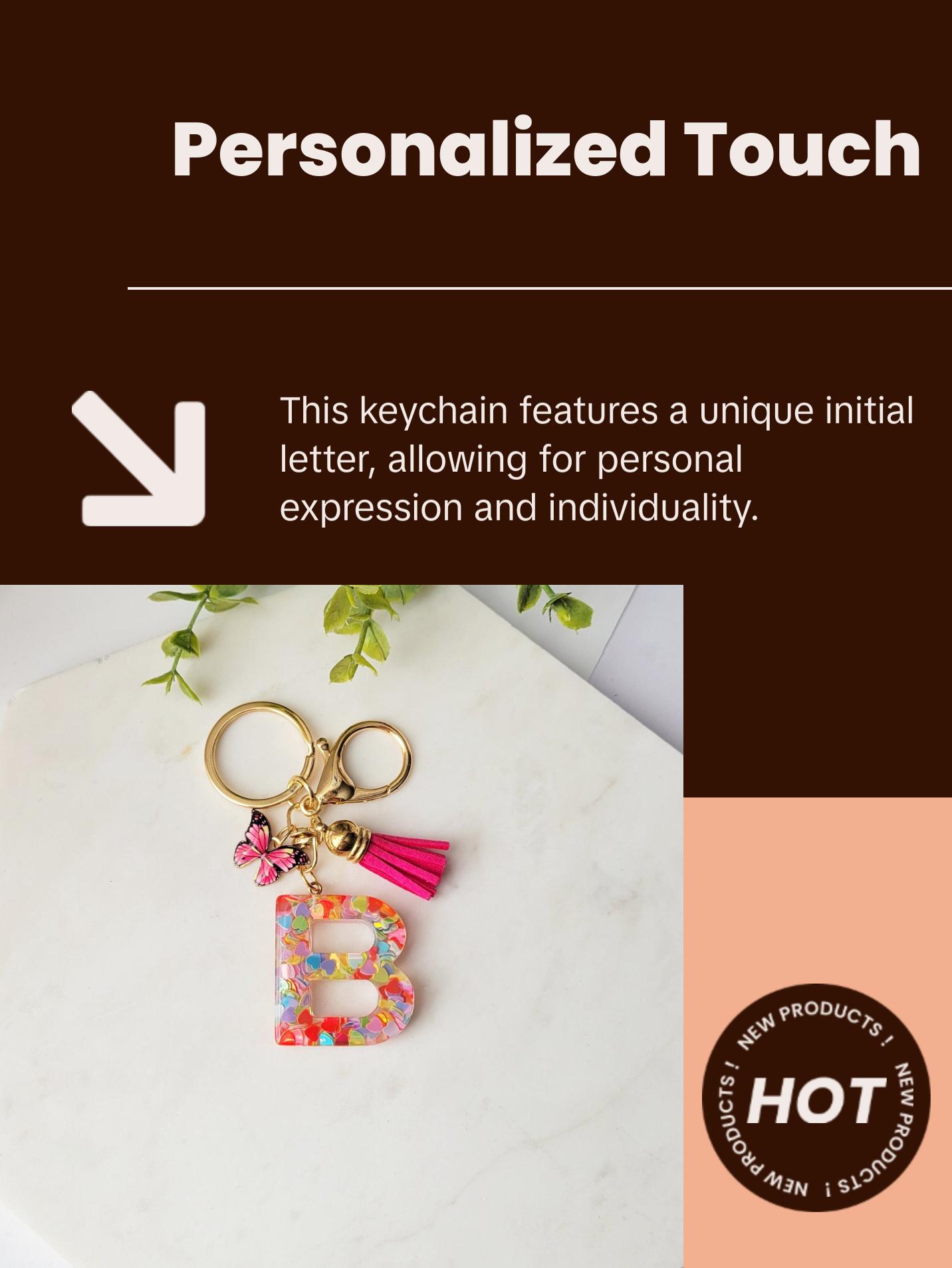 Pink Initial Letter Keychain