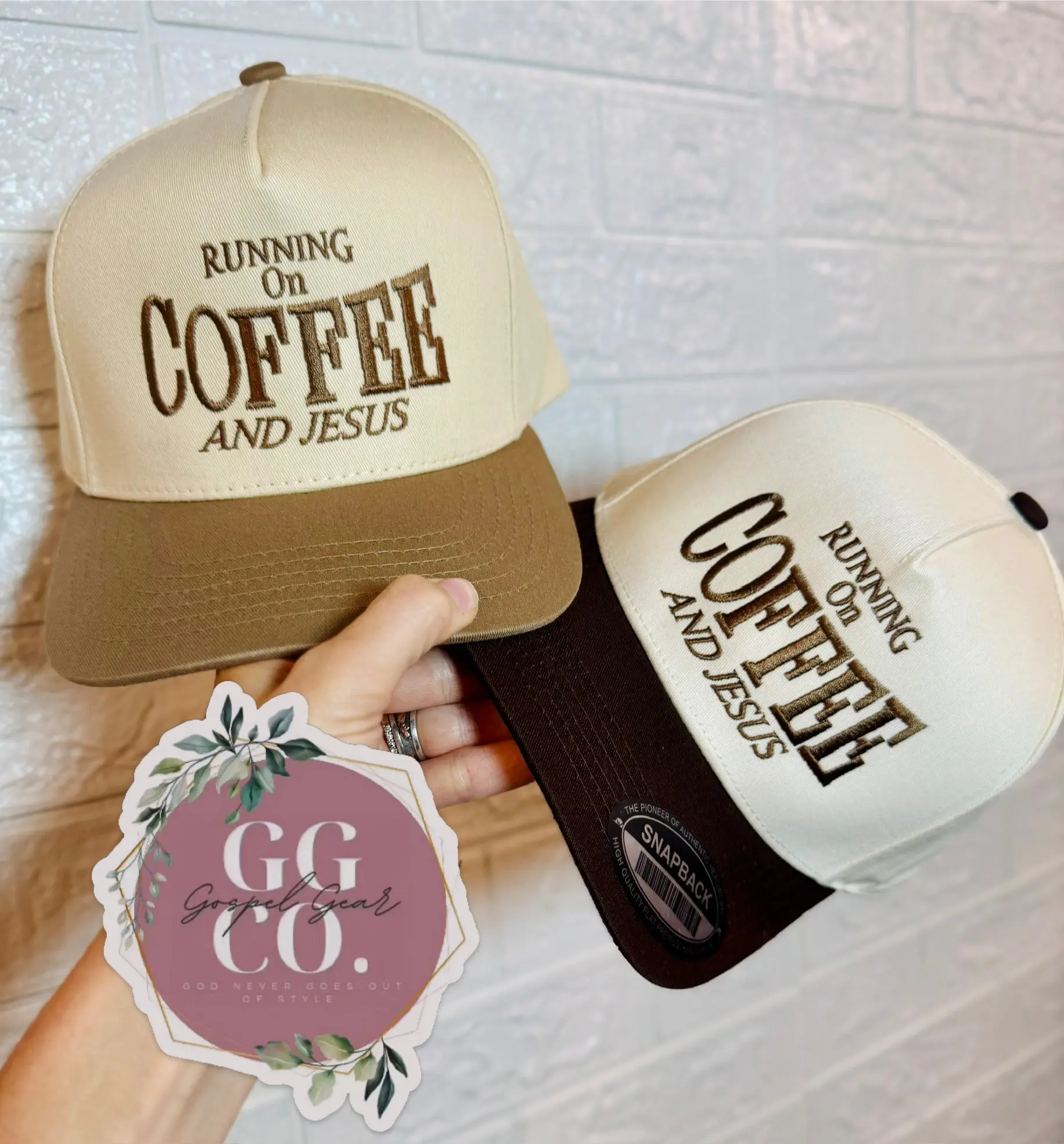 Running On Coffee And Jesus Embroidered Hat