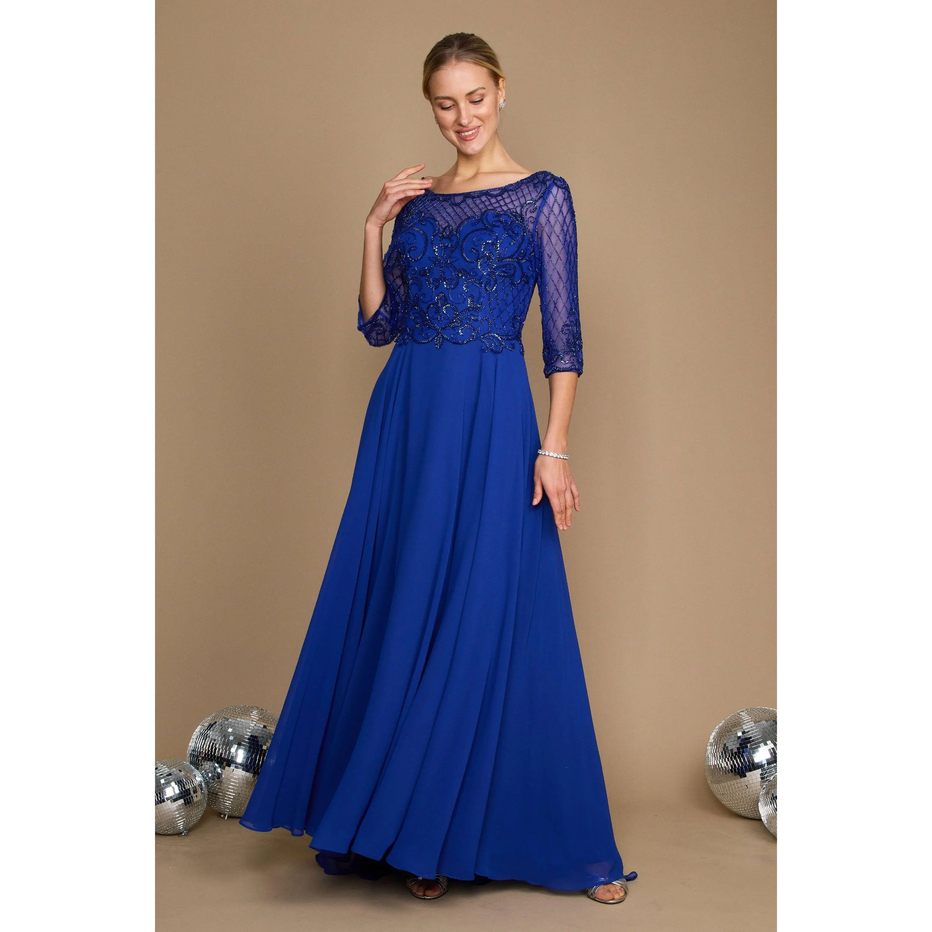 Dylan & Davids Long Sleeve Hand Beaded Mother of The Bride Dress
