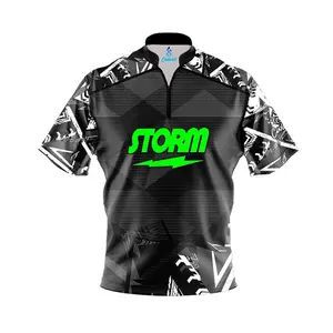 Storm Triangle Burst Quick Ship CoolWick Sash Zip Bowling Jersey