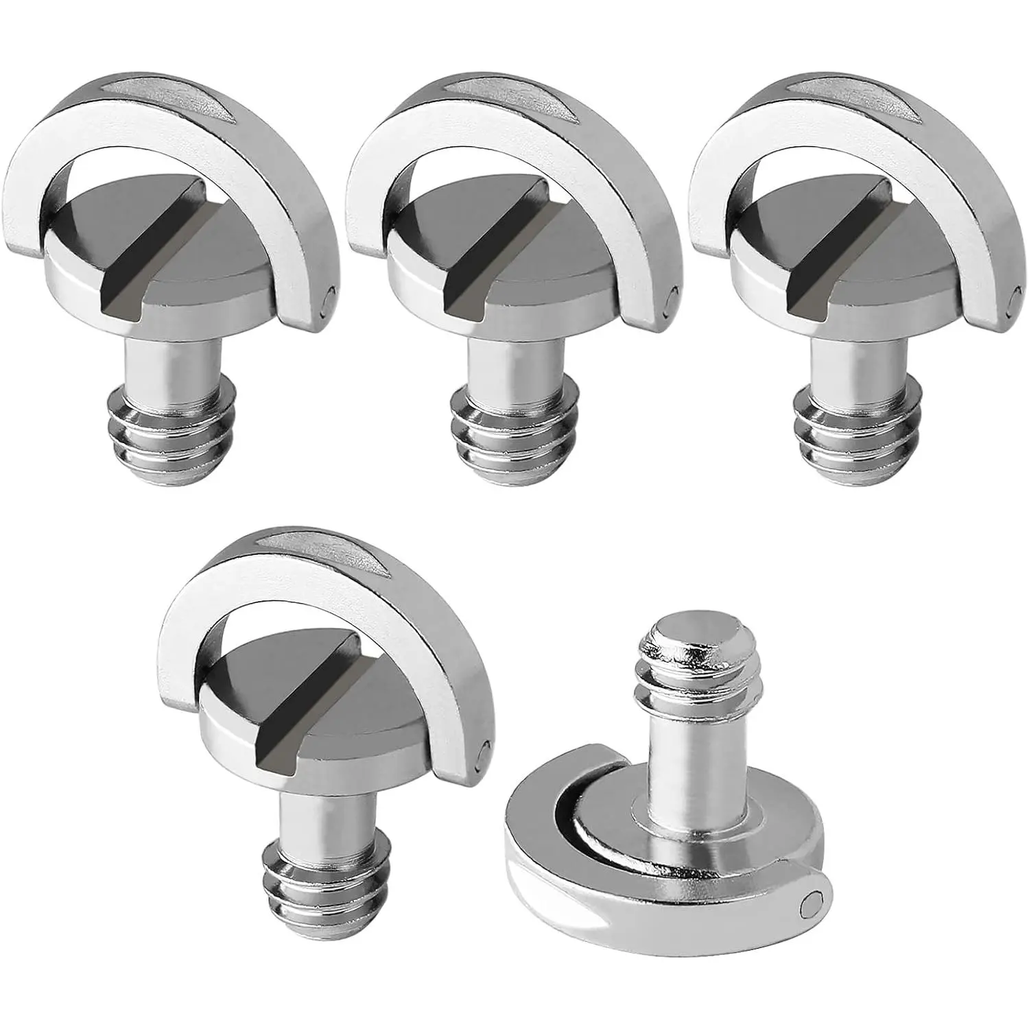 Frgyee 1/4" Camera Screws, D-Ring Hinged Screw Quick Release Plate Camera Fixing Screw D Shaft for Tripod Mounting, Monopod, Qr Plate (5 Pack)