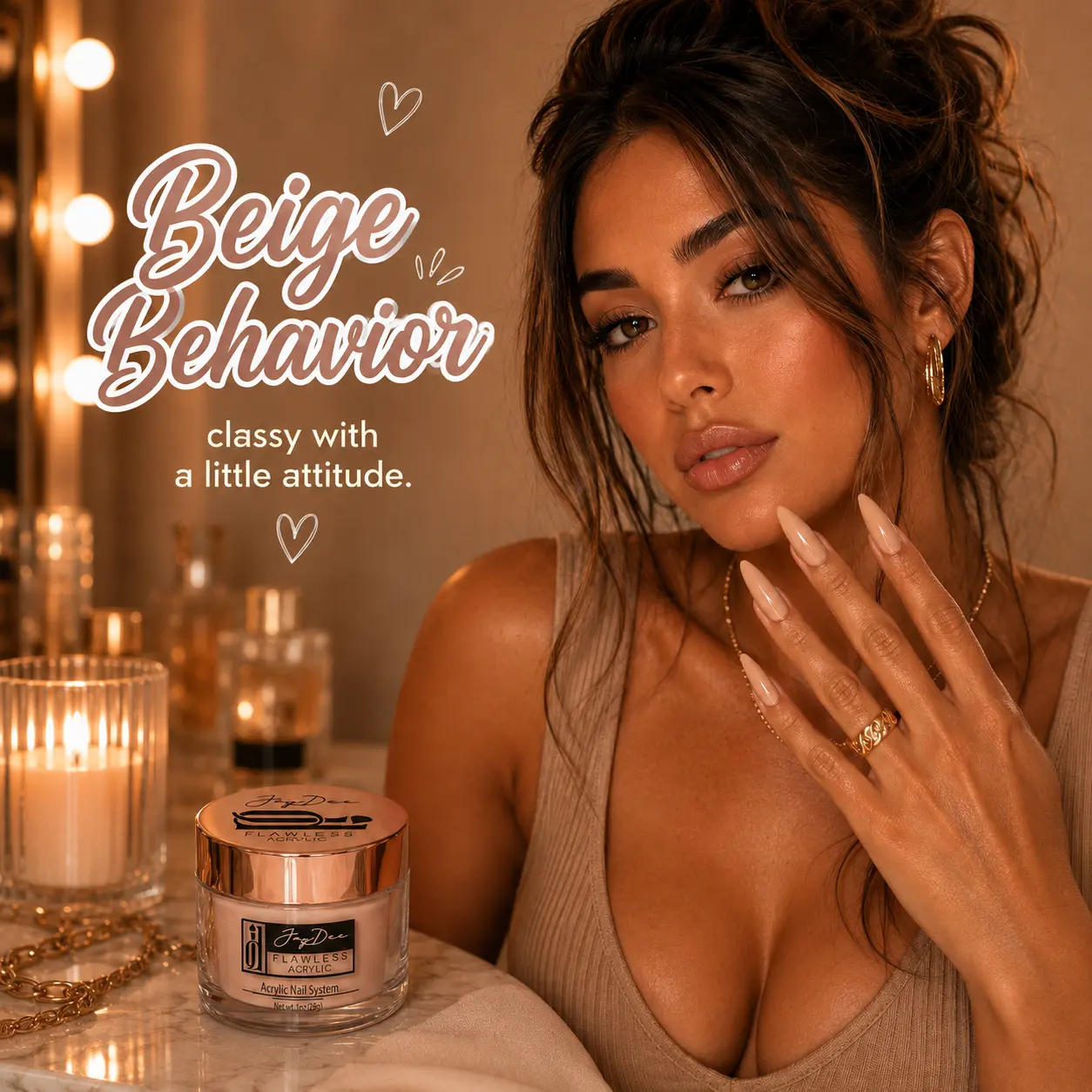 Beige Behavior 1oz Acrylic Nail Powder – Nude Beige Acrylic for False Nail Sets