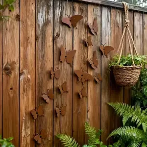 15pcs Metal Butterfly Wall Decor for Outdoor Gardens, Windproof and Weather-Resistant, Tool-Free Installation, Fence Patio Balcony Decoration