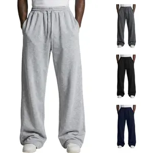 Gihuo Men's Baggy Sweatpants Casual Drawstring Waist Wide Leg Athletic Lounge Sweat Pants with Pockets
