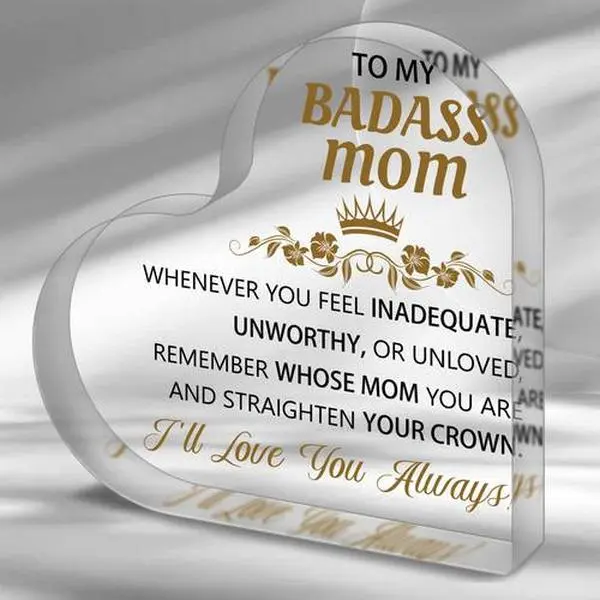 My Badass mom Gifts - Best Gifts for Mom Acrylic Puzzle Plaque Desk Decorations for Best Friend Sister Girls Women BFF Birthday Friendship Graduation Mothers Day Gifts Card Signs