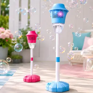 Bubble Maker Toy for Kids, Automatic Bubble Blower with Music and Lights, Adjustable Height Bubble Machine for Outdoor Party Play and Massive Bubbles