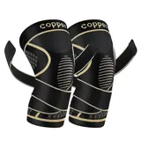 Men & Women's 2-Pack Sports Knee Sleeves - 60% Copper Ion Fiber, 21% Nylon Compression Sleeves for Ball Games, Arthritis Relief, Post-Op Recovery (Breathable, M-XXL)