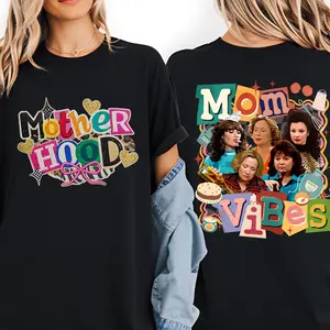 Motherhood Mom Vibes Retro 90s TV Mom Graphic Tee, Oversized Nostalgic Mom T-Shirt, Funny Mom Life T-Shirt, Gift for Mothers