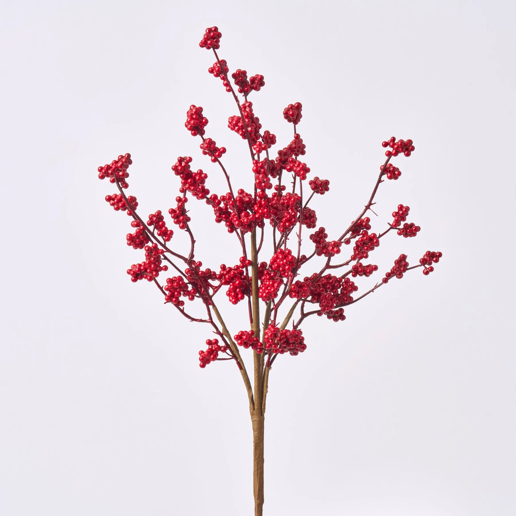 16" Tall x 4" Wide Synthetic Berry Cluster Branch Stem - Wired Bendable Realistic Fruit Shape Artificial Flowers, Holiday Decor, Winter Home Decor Accent